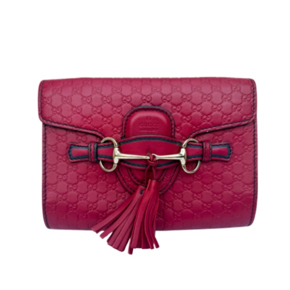 ✨ Gucci Mini Emily Chain Shoulder Bag – Red Microguccissima Leather – Authentic - Picture 4 of 11